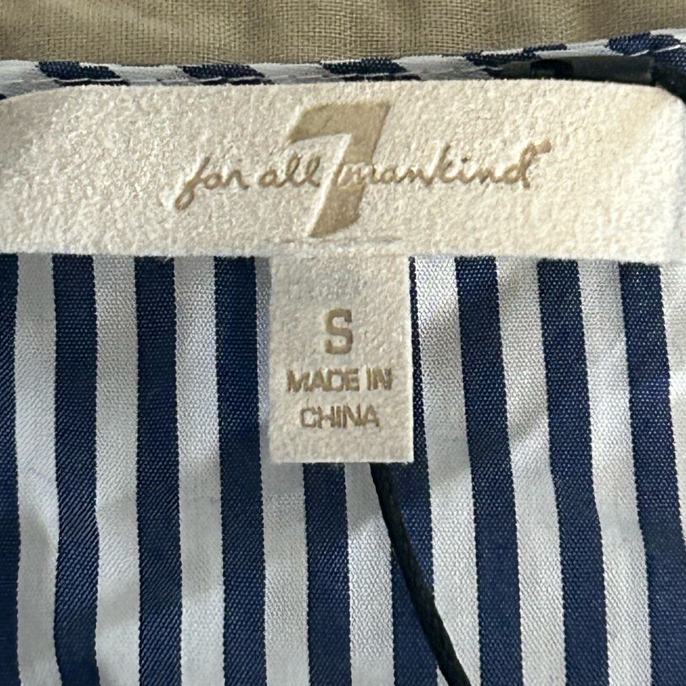 7 FOR ALL MANKIND Ruffle Long Sleeve Pinstriped Blouse Top NWT Size Small - Picture 6 of 9